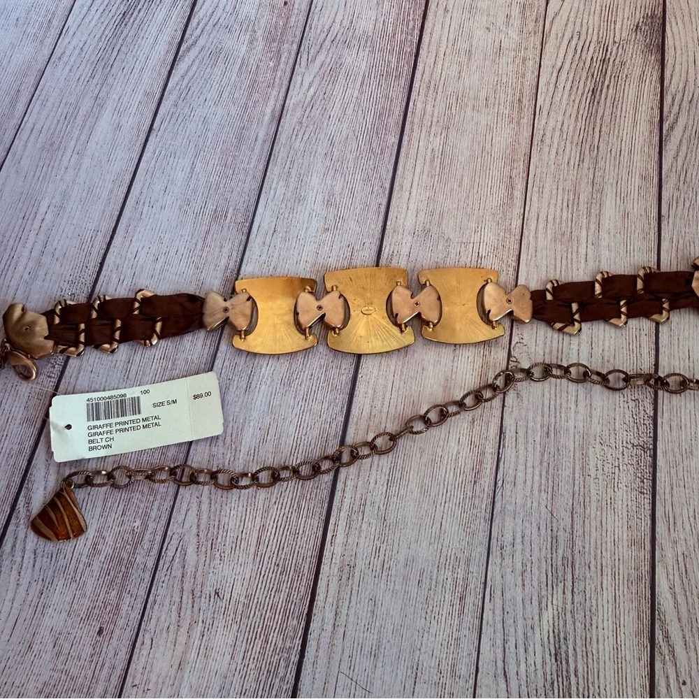 CHICO’S Giraffe Print Metal Belt Small/Medium NWT